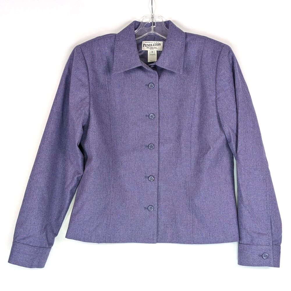 Vintage Pendleton Shirt Jacket Womens 6 Petite Purple Wool Overcoat USA Made 6P